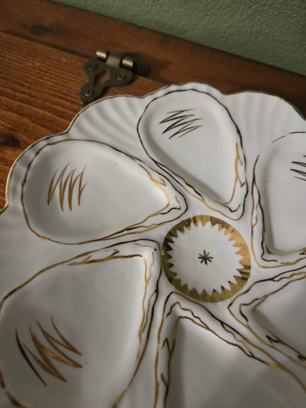Victoria Karlsbad Austria White and Gold Porcelain Oyster Plate